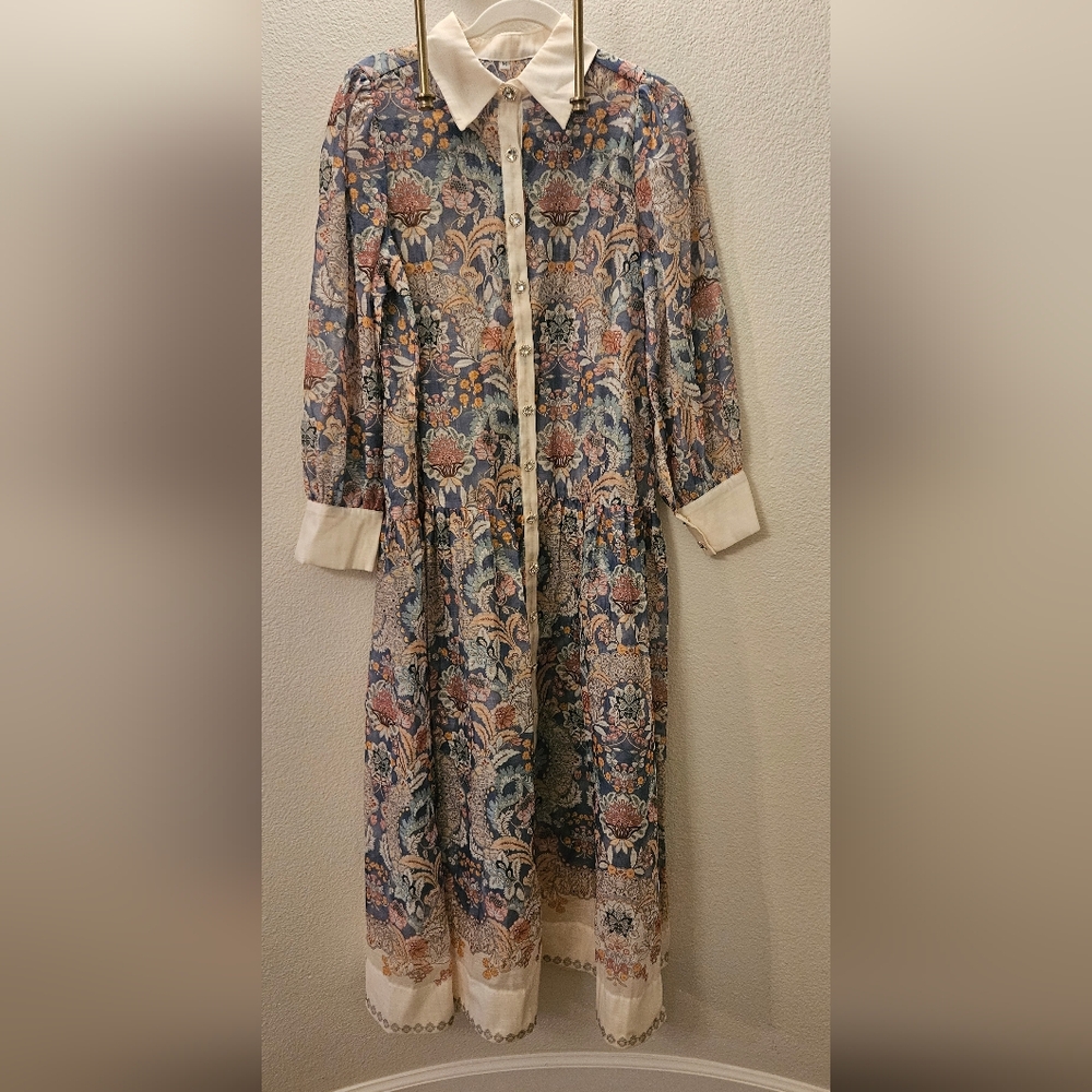 Floral Maxi Dress with Button-Down Front